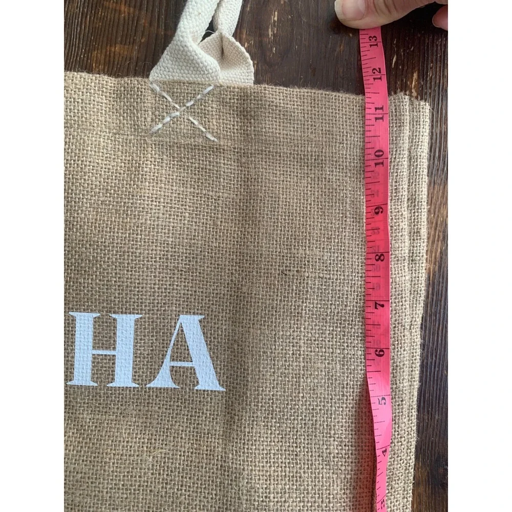 Korissa Handmade Jute Aloha Tote Bag Natural‎ Tan Beach Shopper fabric lined